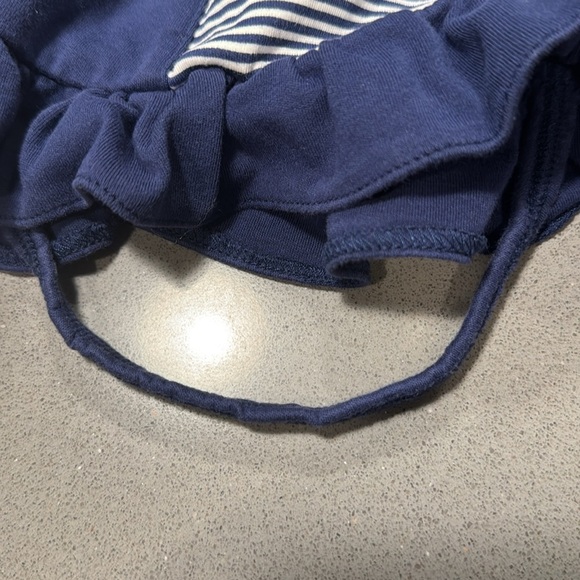 Girls | 6-9mth | 100% cotton hat | navy blue-white - Picture 3 of 3